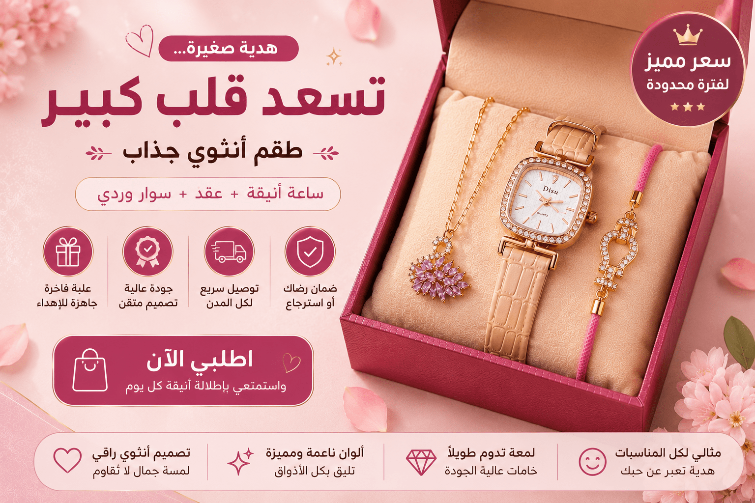Coffret cadeau femme chic avec montre élégante et accessoires tendance style luxe pour anniversaire et cadeau spécial